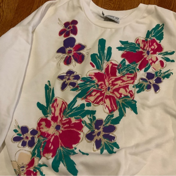 Private Line Floral Sweatshirt Pink Purple Size 20W - Picture 4 of 7